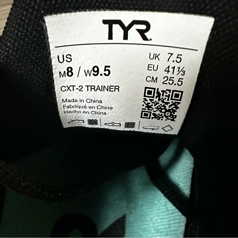 TYR Men's Black Athletic Shoes with Teal Trim